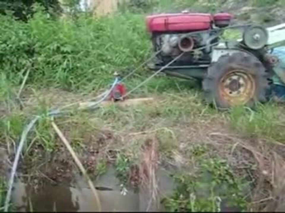ほのぼの 耕運機の動力を利用した揚水ポンプ - ニコニコ動画