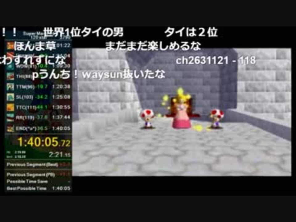 バトラ】1:40:05 マリオ64☆120枚RTA！目指せ世界一！！ Part4