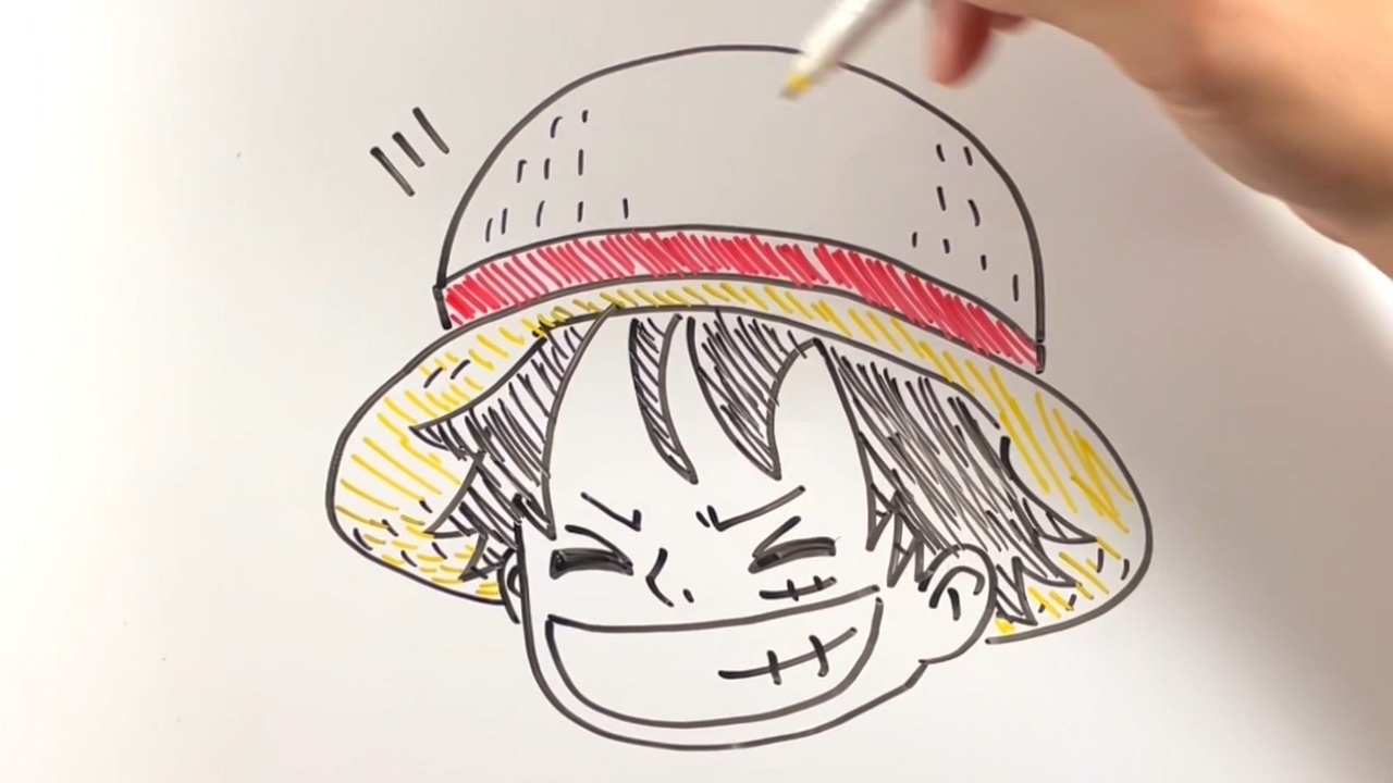 ONE PIECE モンキー·D·ルフィ イラスト 直筆サイン色紙 ONE PIECE
