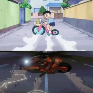 古今東西のアニメが Akira の 金田バイクの停車シーン の