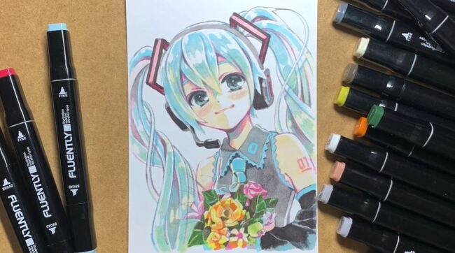 ダイソーのイラストマーカーで 初音ミク を塗ってみた ニコニコニュース