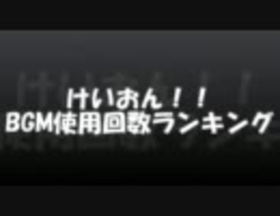 けいおん Bgm使用回数ランキング ニコニコ動画