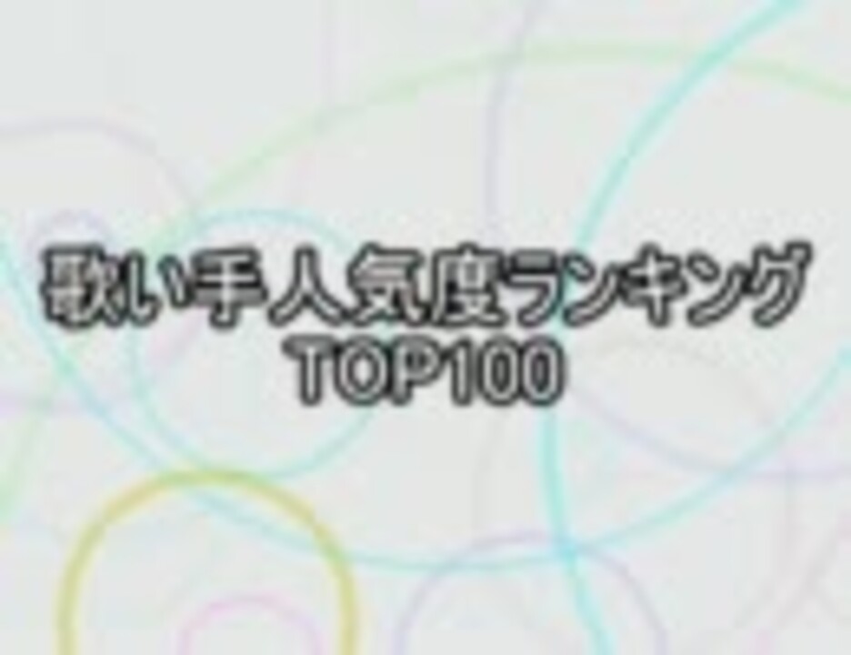 ニコニコ動画の 歌い手 人気度ランキングtop100 ニコニコ動画