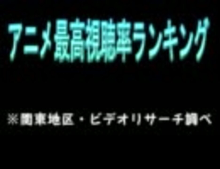 アニメ最高視聴率ランキングtop100 ニコニコ動画