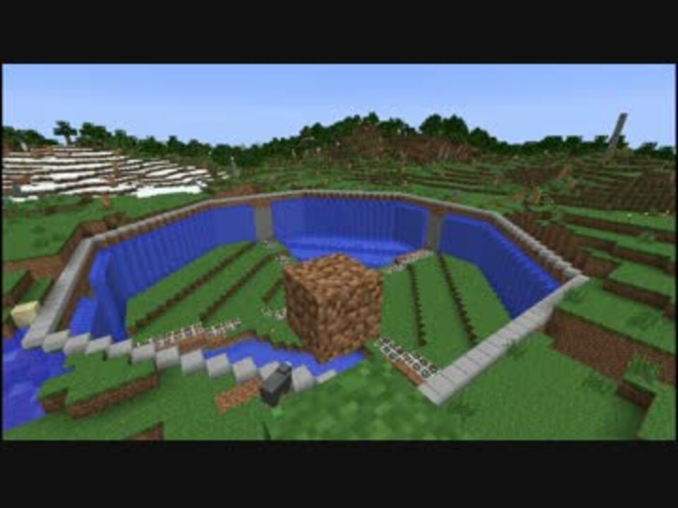 Minecraft ほぼバニラで自動化街 3 水路と中央広場 ニコニコ動画