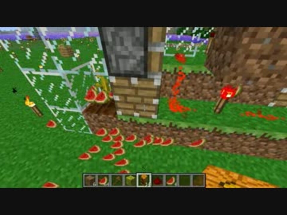 Minecraft 全自動スイカ かぼちゃ割り機 放置向け ニコニコ動画