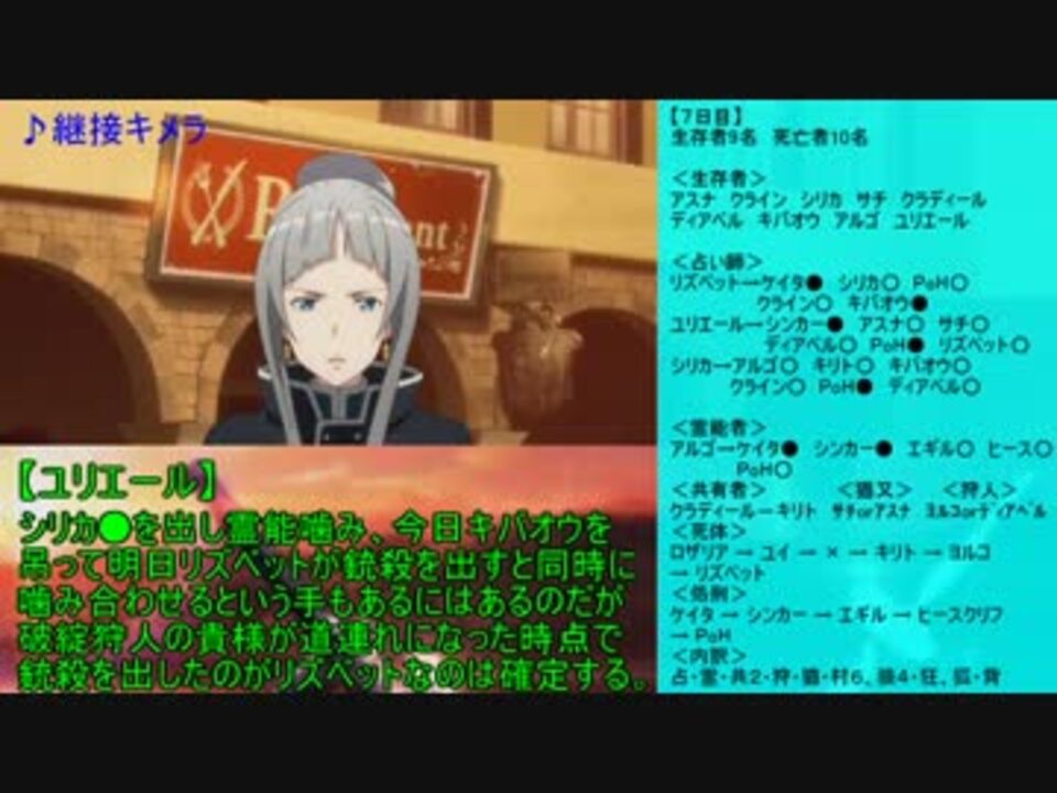 Jao ソードアート オンライン人狼 第３層 ２部屋目 ニコニコ動画