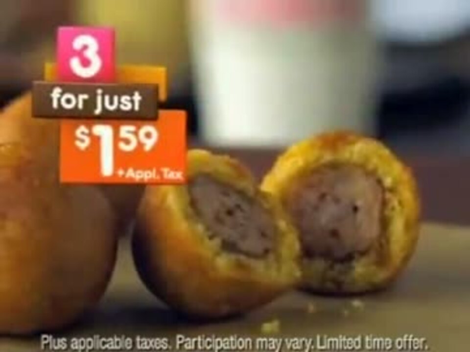 Dunkin' Donuts Sausage Pancake Bites Mom. ニコニコ
