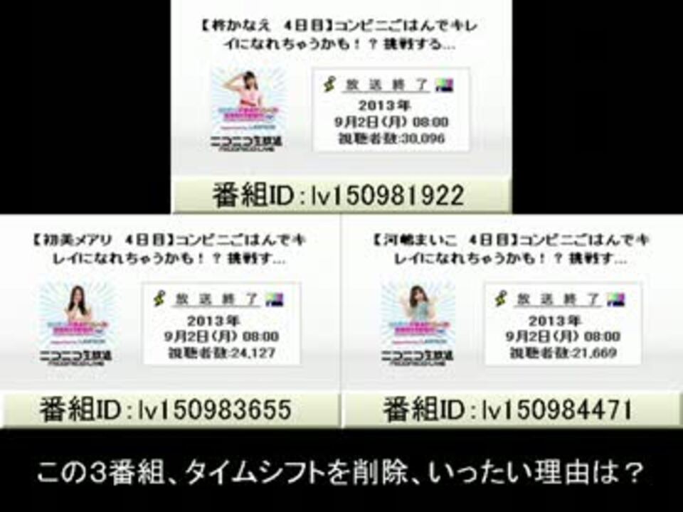 コンビニごはん24時間生配信 4日目のタイムシフトを削除 ニコニコ動画