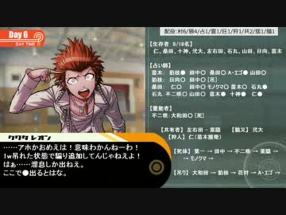 人狼リプレイ2 ダンガンロンパrp 男子会 村no 1349 その3 ニコニコ動画