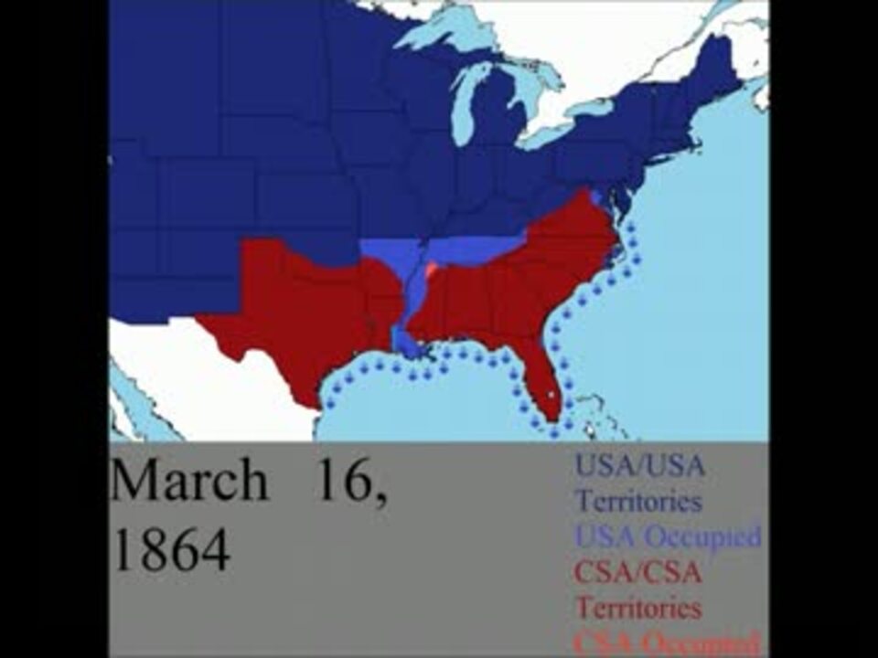 地図で分かる アメリカ南北戦争 アメリカ合衆国vsアメリカ連合国 ニコニコ動画