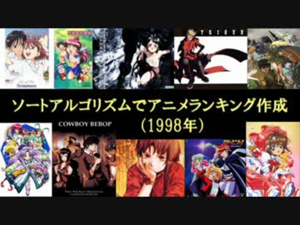 実況 ソートアルゴリズムでアニメランキング作成 1998年 ニコニコ動画