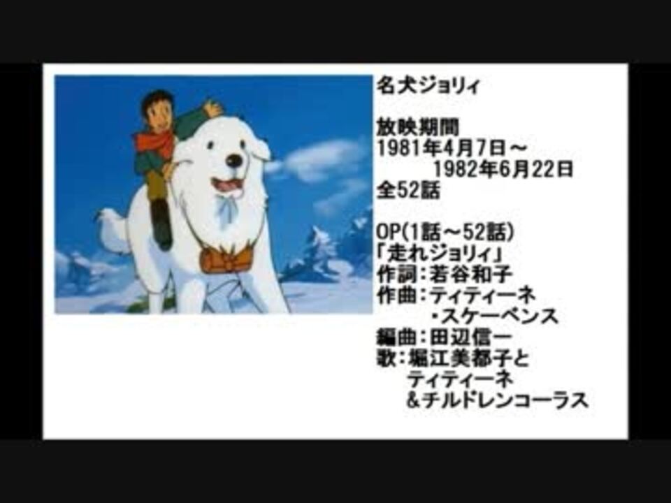 80年代アニメ主題歌集 名犬ジョリィ ニコニコ動画