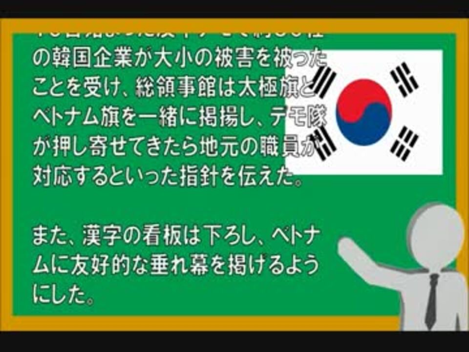 韓国 太極旗 ベトナムでの 反中デモ 被害回避の 韓国の分析が ニコニコ動画