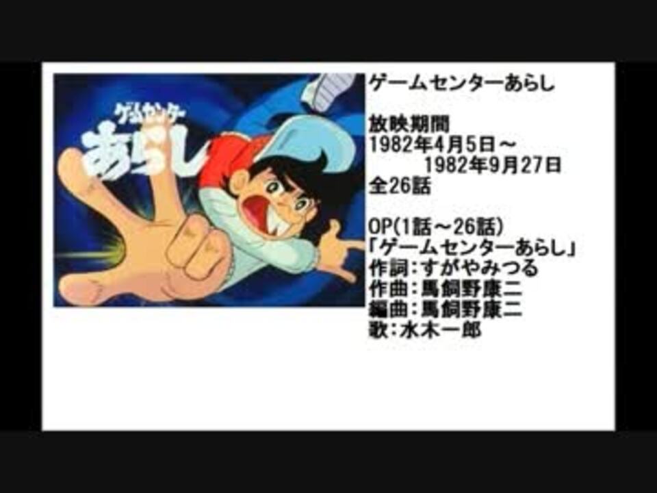 80年代アニメ主題歌集 ゲームセンターあらし ニコニコ動画