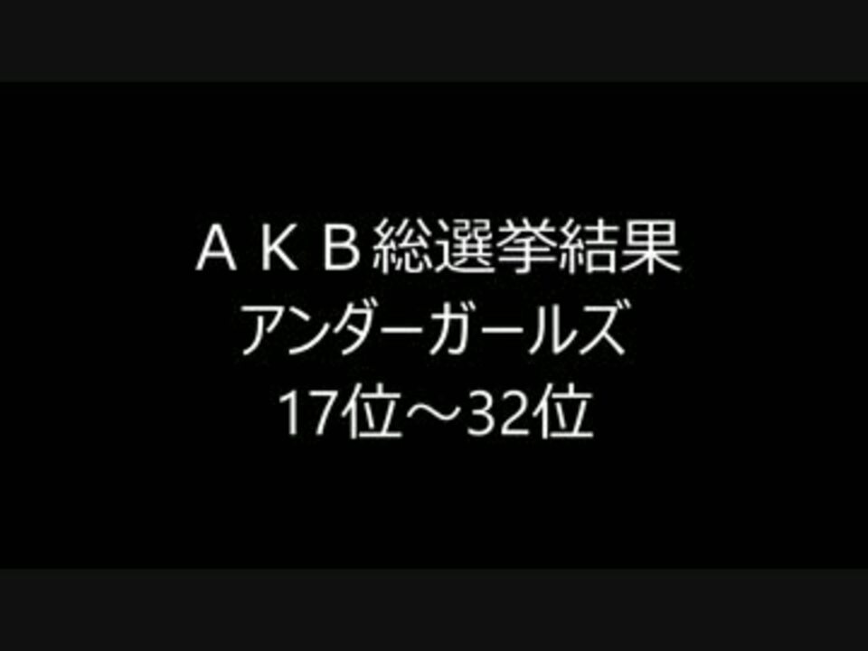 アンダーガールズ 17位 32位 ａｋｂ総選挙結果発表 ニコニコ動画