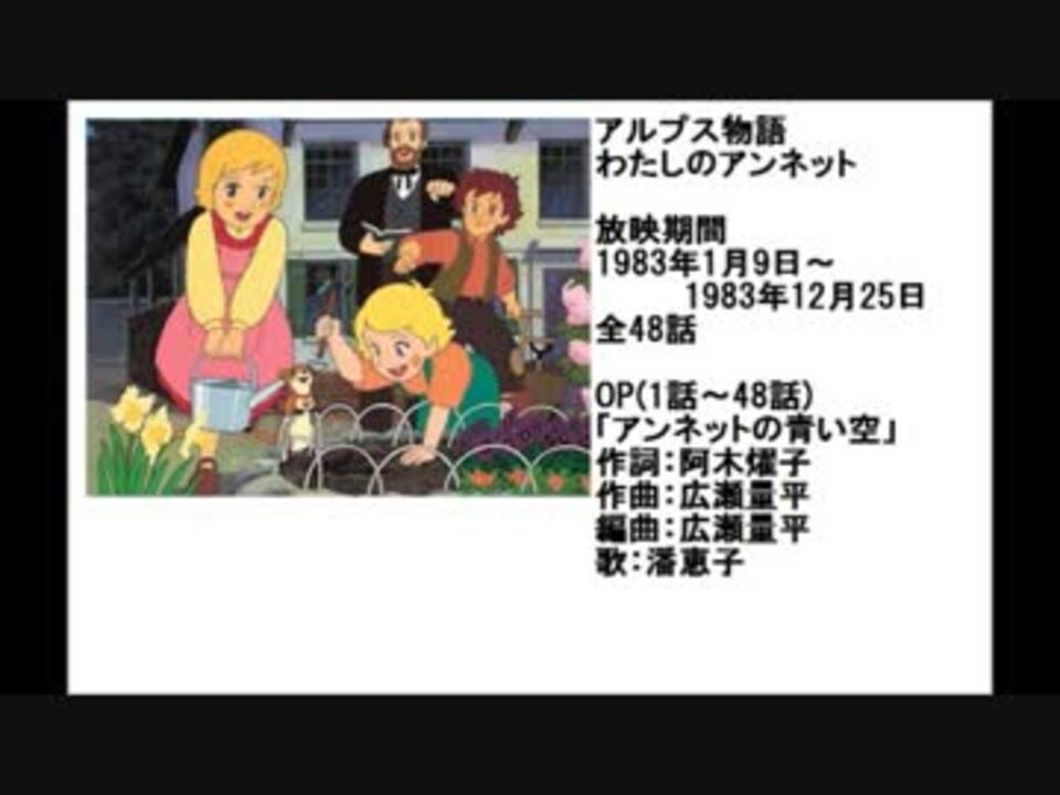 80年代アニメ主題歌集 アルプス物語わたしのアンネット ニコニコ動画