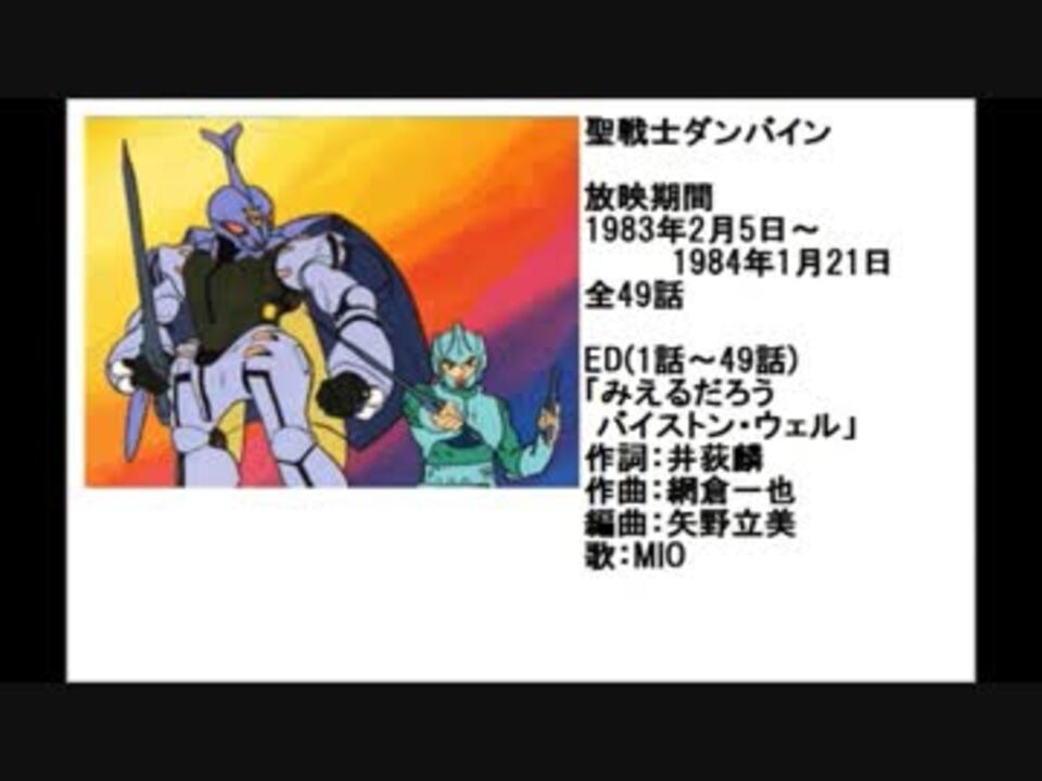 80年代アニメ主題歌集 聖戦士ダンバイン ニコニコ動画