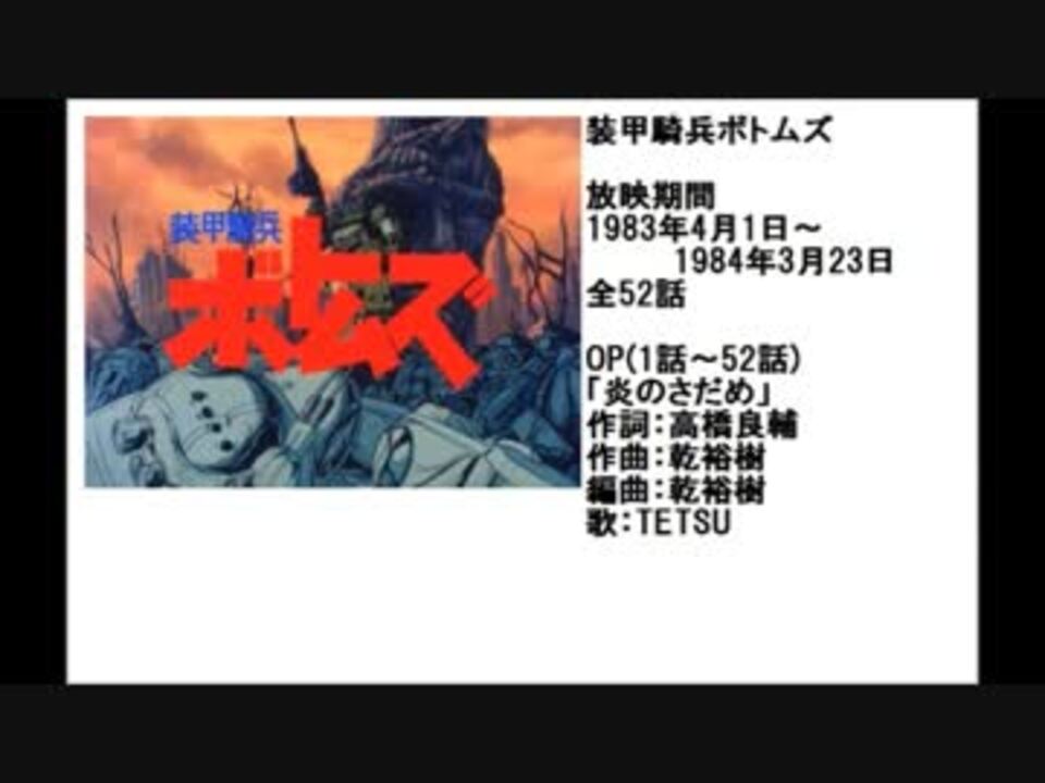 80年代アニメ主題歌集 装甲騎兵ボトムズ ニコニコ動画