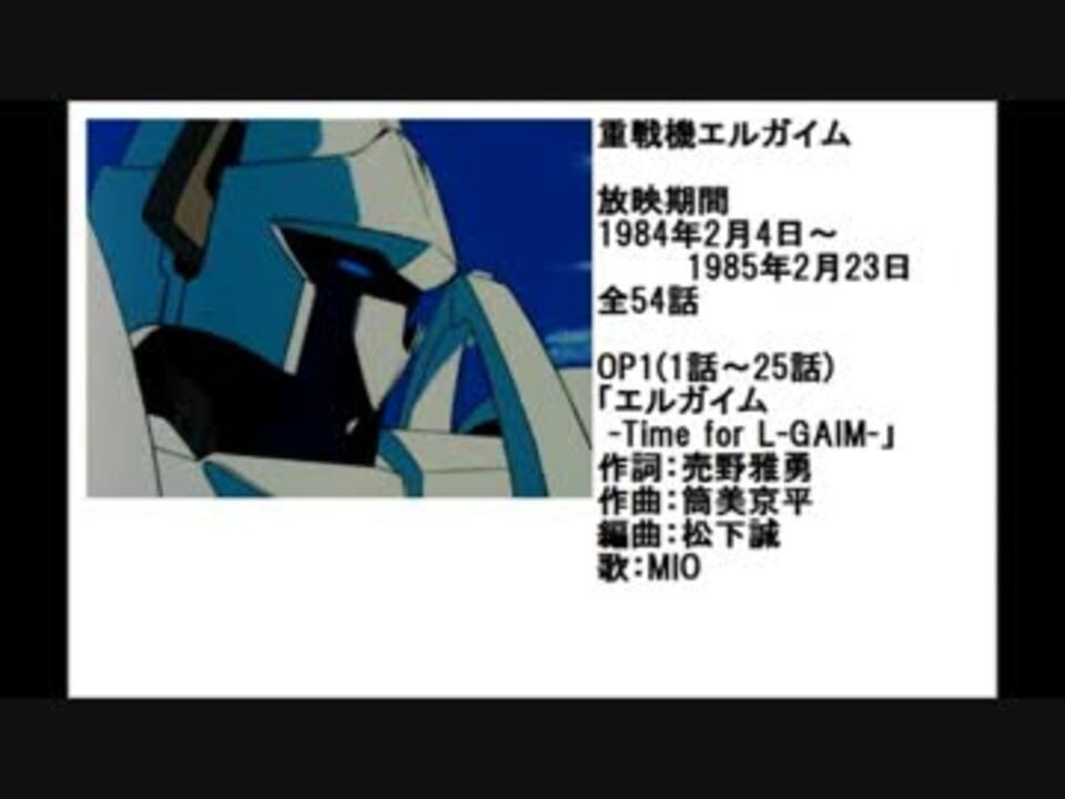 80年代アニメ主題歌集 重戦機エルガイム ニコニコ動画