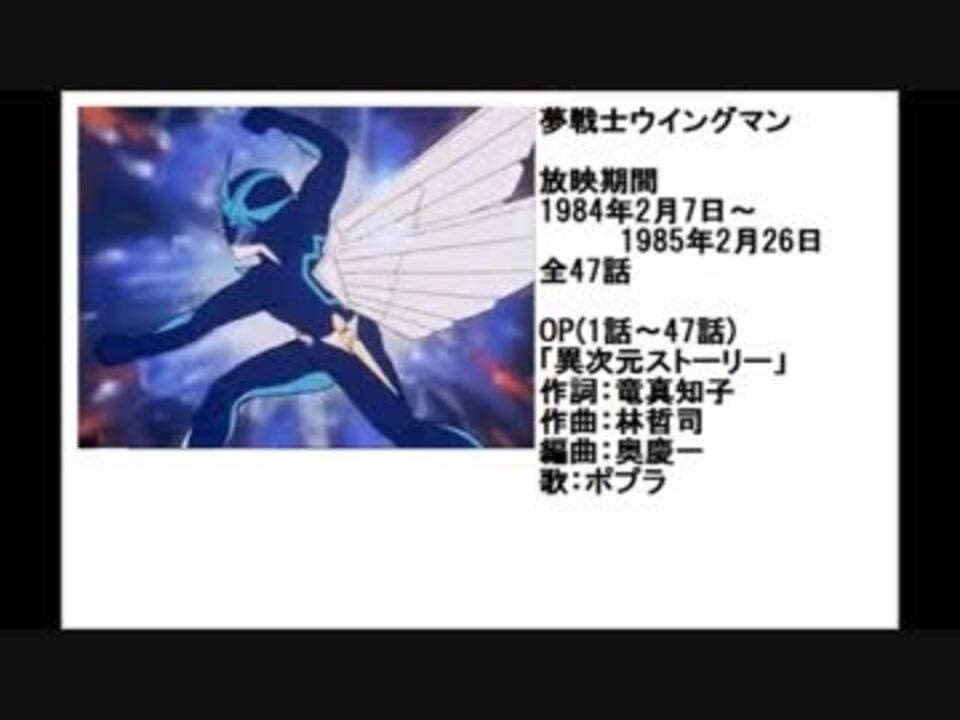 80年代アニメ主題歌集 夢戦士ウイングマン ニコニコ動画