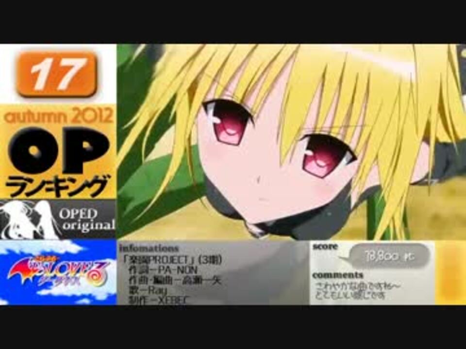 12夏秋 アニメopランキング Part4 4 ニコニコ動画