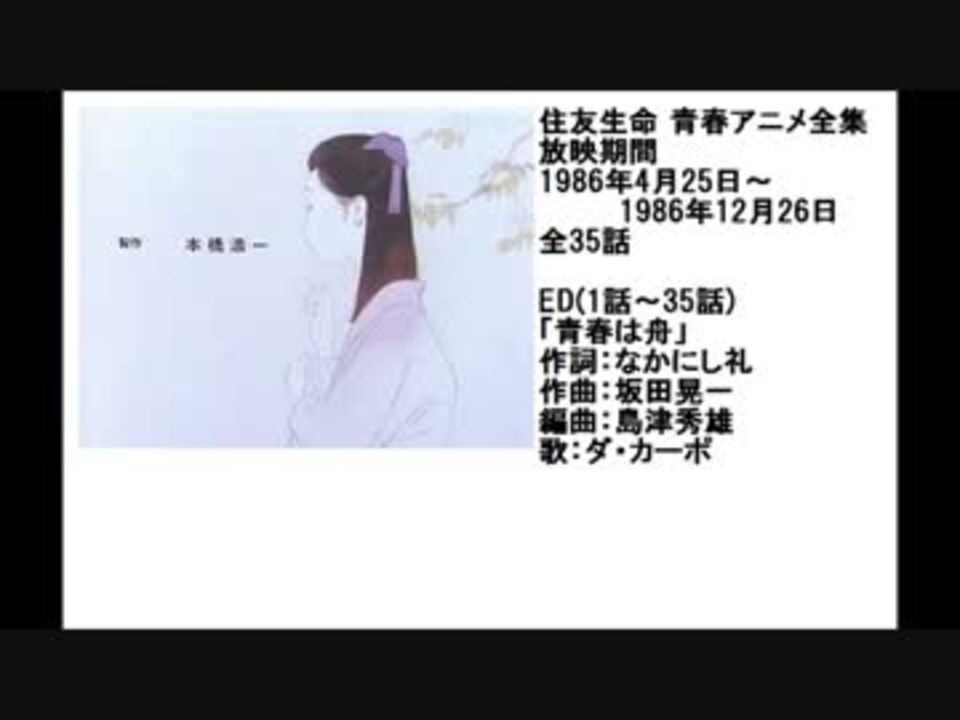 80年代アニメ主題歌集 住友生命 青春アニメ全集 ニコニコ動画