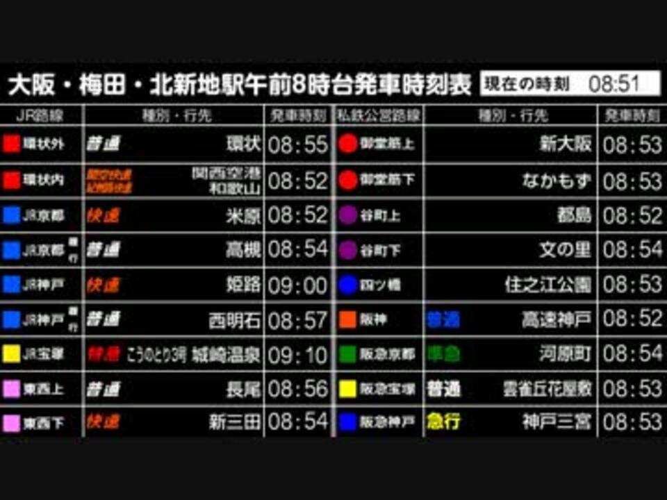 大阪駅の朝ラッシュ時刻表を全部ひとまとめにしてみた ニコニコ動画