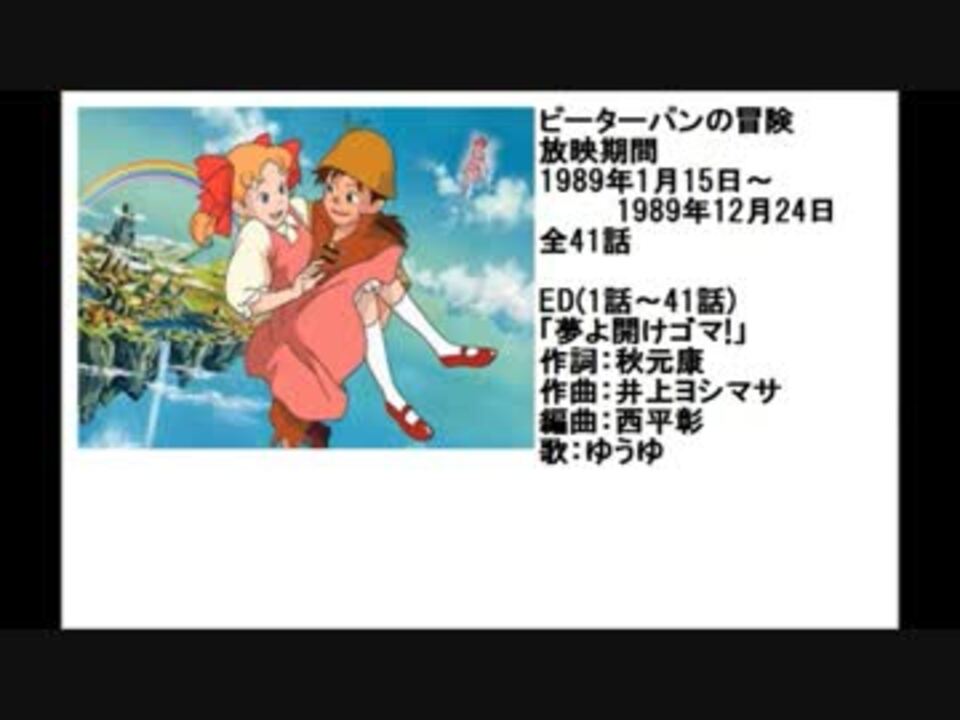 80年代アニメ主題歌集 ピーターパンの冒険 ニコニコ動画