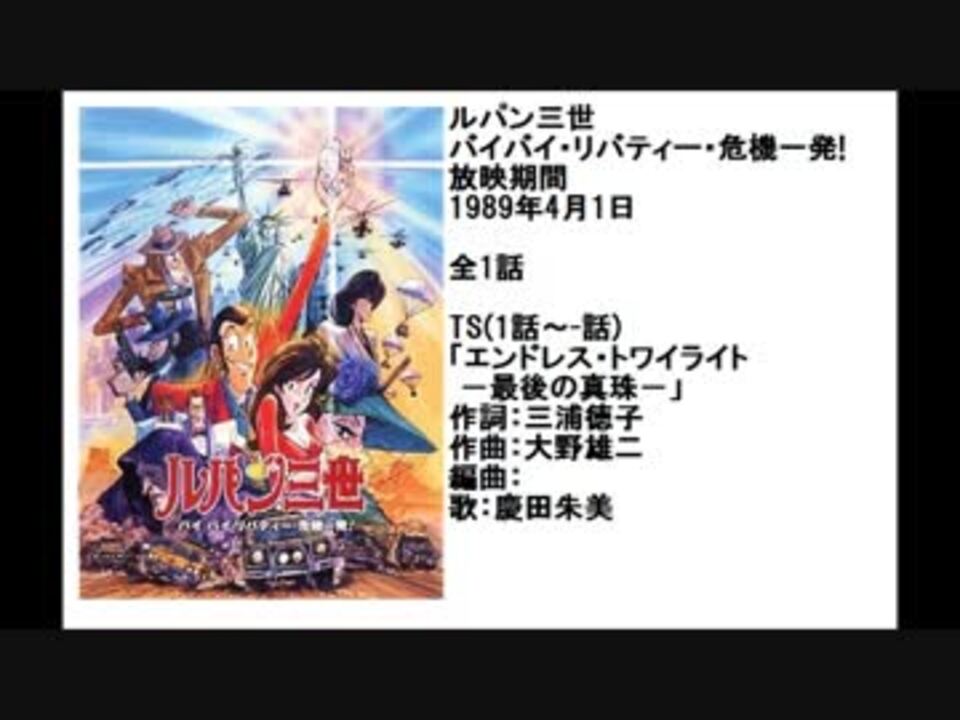 80年代アニメ主題歌集 ルパン三世 バイバイ リバティー 危機一発 ニコニコ動画