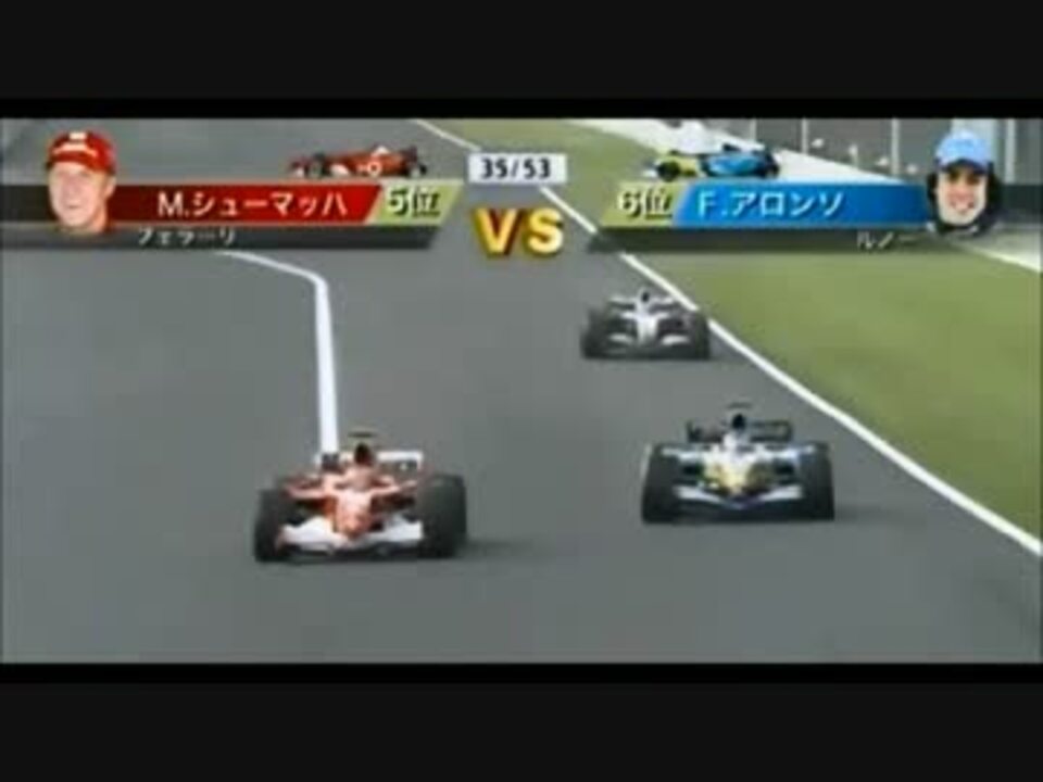 F1 06年アロンソ、バトンV.シューマッハー兄弟、ライコネン、マッサ、23台 F1バーレーンGP動画：シューマッハとアロンソのバトル - 2006年