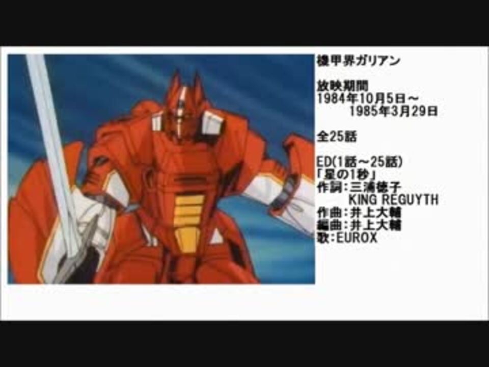 80年代アニメ主題歌集 機甲界ガリアン ニコニコ動画