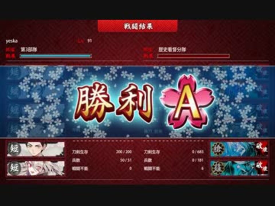 刀剣乱舞 短刀六口で6 2の検非違使に挑んでみる ニコニコ動画