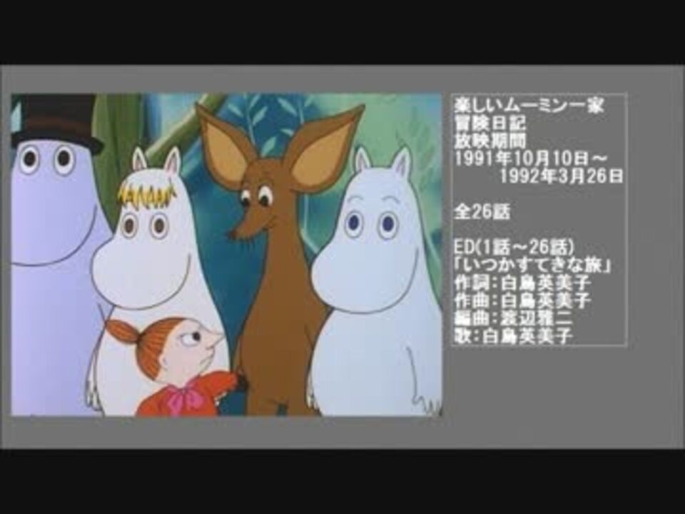 90年代アニメ主題歌集 楽しいムーミン一家 冒険日記 - ニコニコ動画