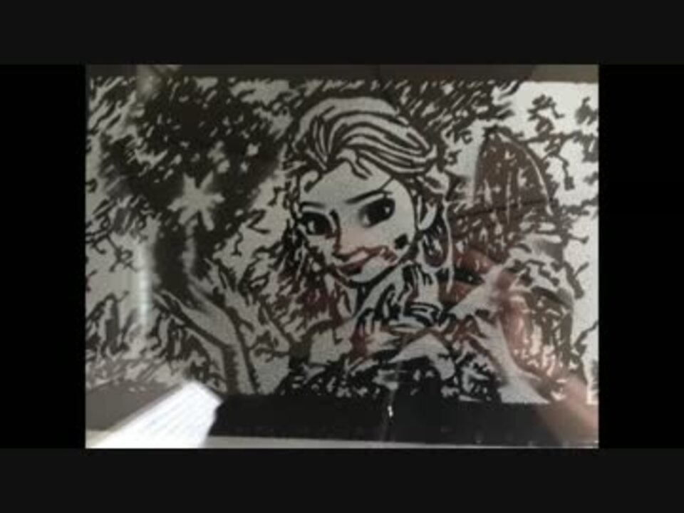 雪のパウダー風スプレーでガラスにアナ雪の絵を描いた ニコニコ動画