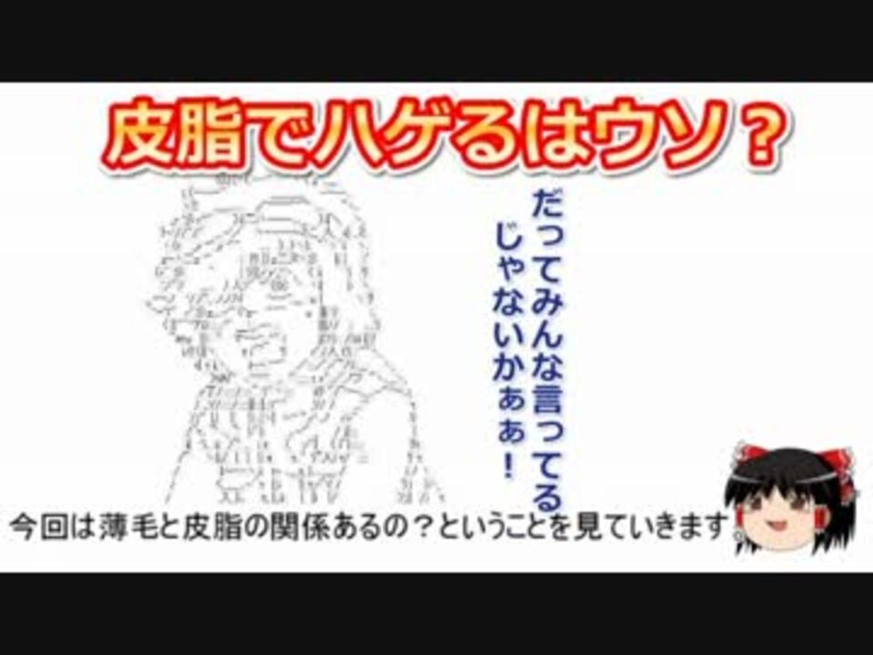 皮脂でハゲるはウソ ゆっくり解説 ニコニコ動画