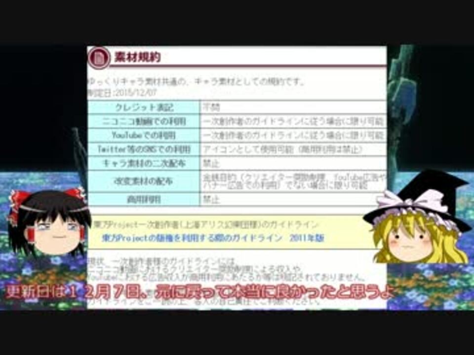 規約更新１２月７日 ゆっくり霊夢の立ち絵復活について 報告動画 ニコニコ動画