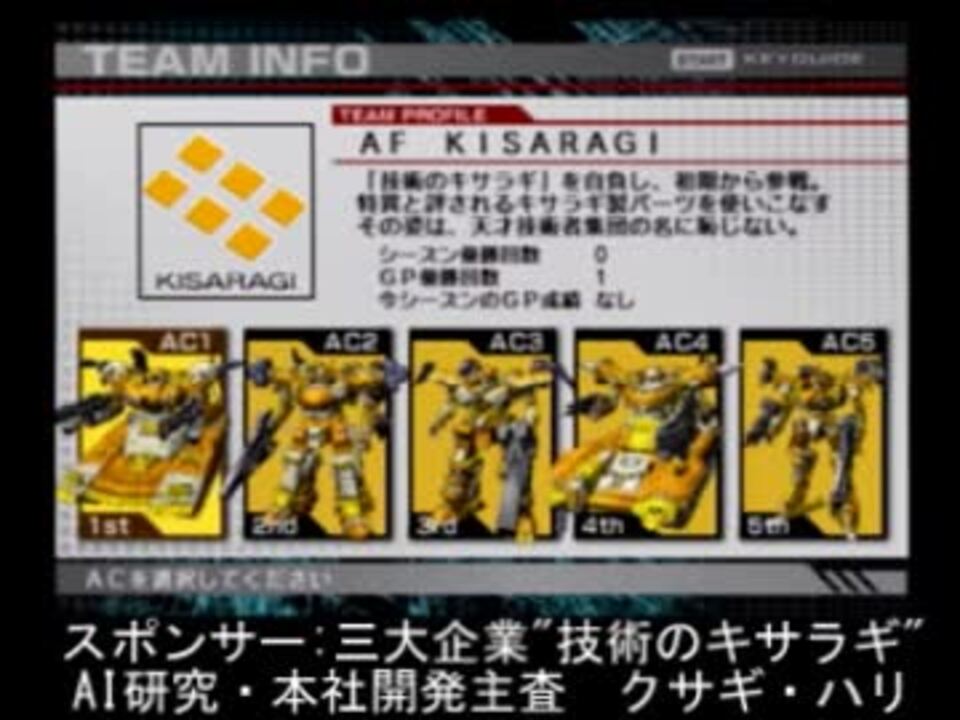 アーマードコア Acff設定まとめ 適当 フォーミュラフロント ニコニコ動画