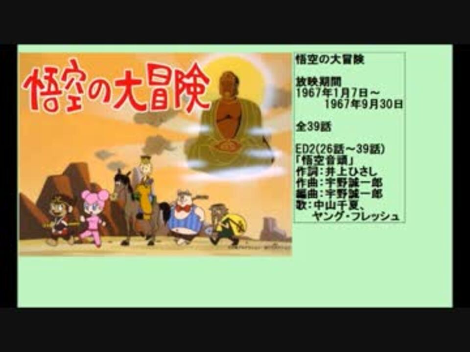 60年代アニメ主題歌集 悟空の大冒険 - ニコニコ動画