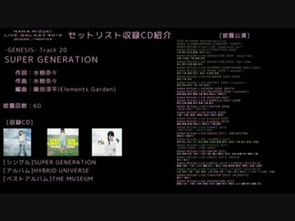 Live Galaxy 16 Genesis のセトリを振り返る ニコニコ動画