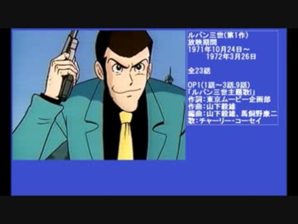 70年代アニメ主題歌集 ルパン三世 第1作 ニコニコ動画
