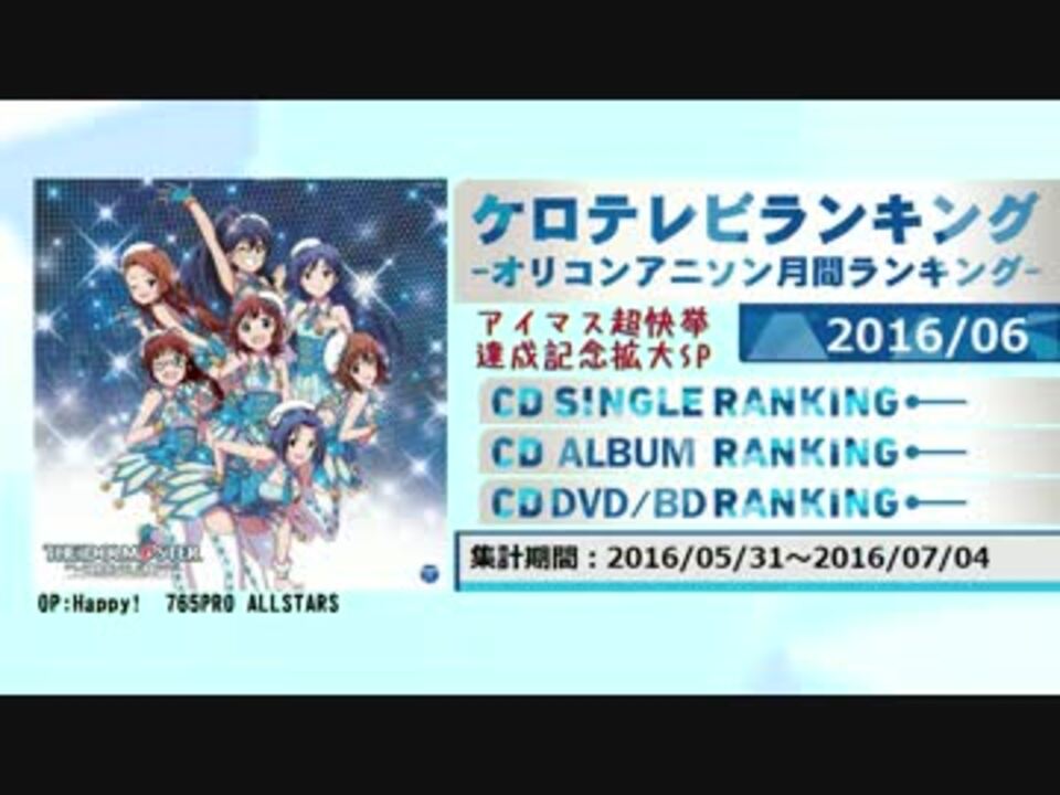 アニソンランキング 16年6月 ケロテレビランキング ニコニコ動画