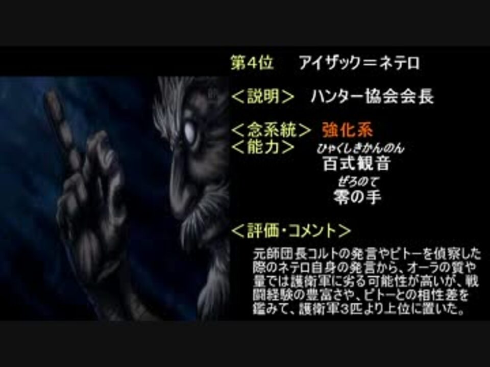 ハンターハンター全キャラクター強さランキング Top100 ニコニコ動画