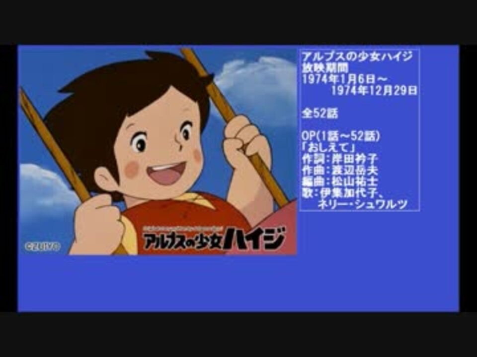 70年代アニメ主題歌集 アルプスの少女ハイジ ニコニコ動画