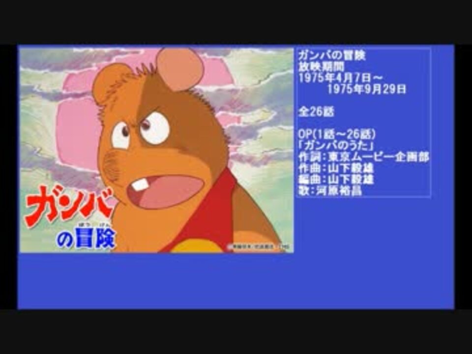 70年代アニメ主題歌集 ガンバの冒険 ニコニコ動画