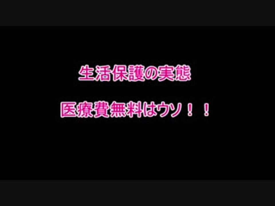 生活保護の実態 医療費無料はウソ ニコニコ動画