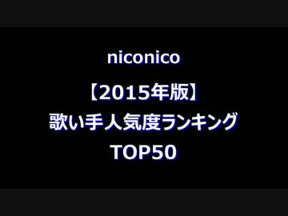 15年 ニコ動の 歌い手 の人気度がわかるランキング Top50 ニコニコ動画