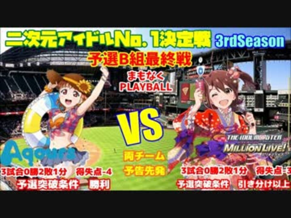 パワプロ2016 二次元アイドルno 1決定戦 3rd 予選b組 Aqours対ミリマス ニコニコ動画