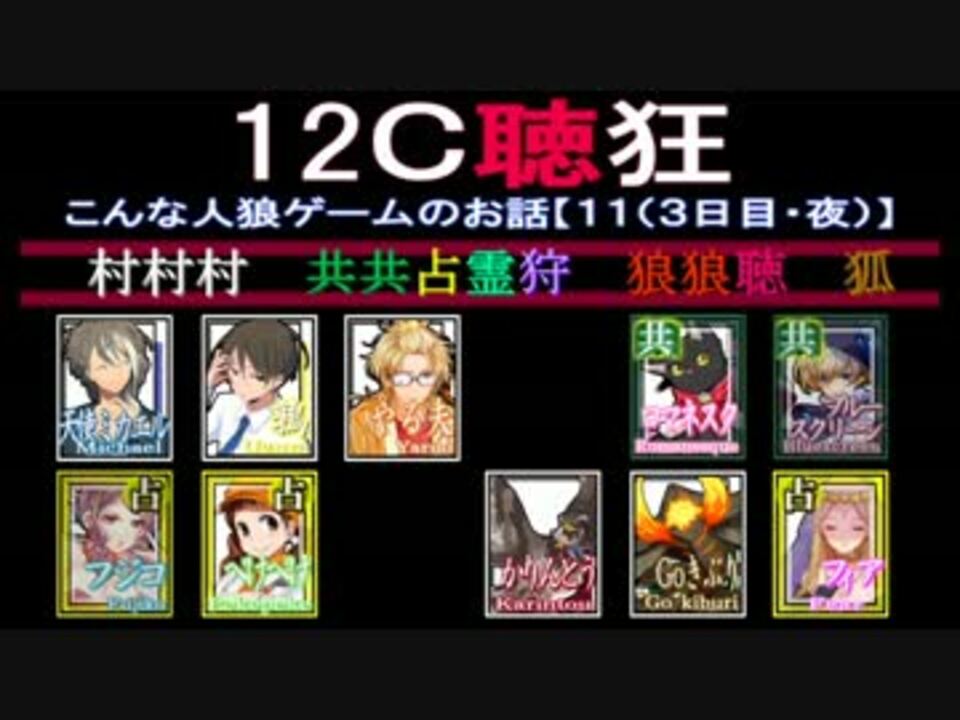 こんな人狼ゲームのお話 １１ ４日目 配役１２c聴狂 ニコニコ動画