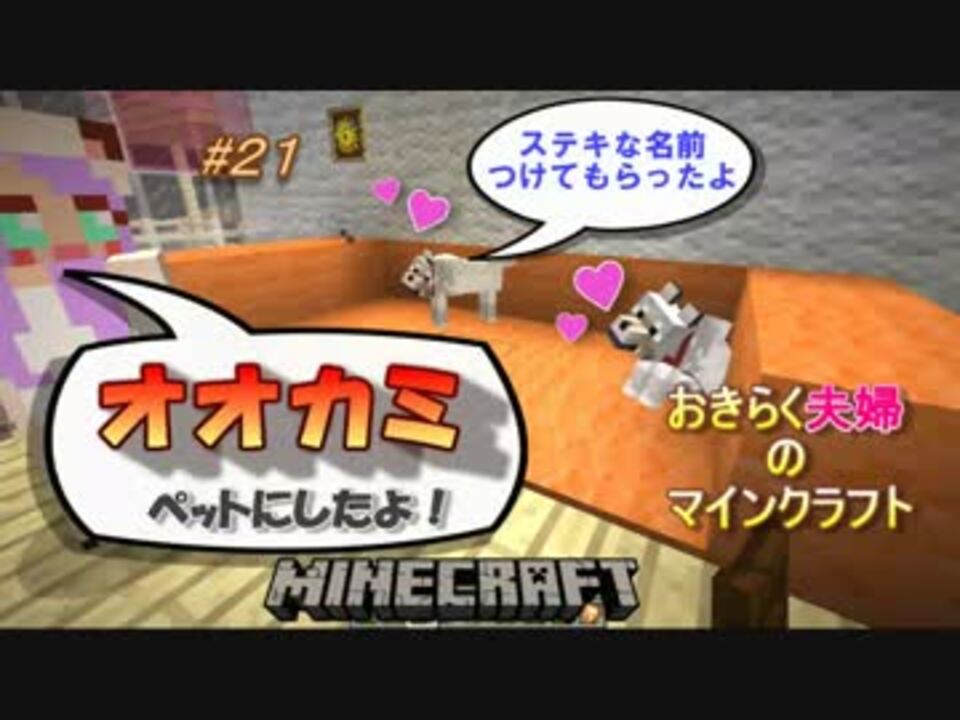 おきらく夫婦のマインクラフト ２１ 初ペットのオオカミ 名前も ニコニコ動画